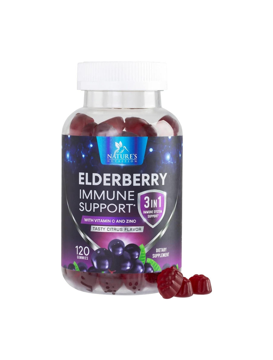 네이처스 뉴트리션 <b>엘더베리 이뮨 서포트</b> 비타민C 아연 120구미