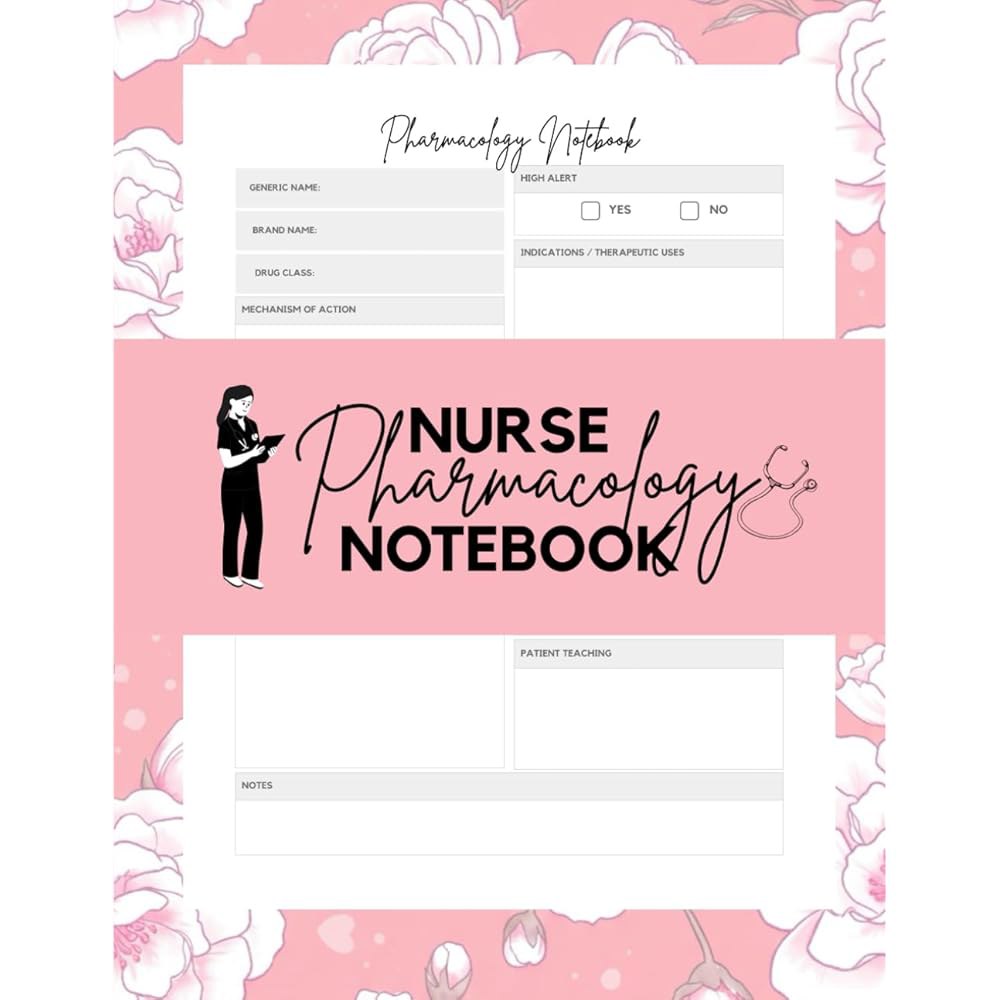 약리학 노트 학생, 임상 및 NCEX 준비를 위한 빈 약물 템플릿