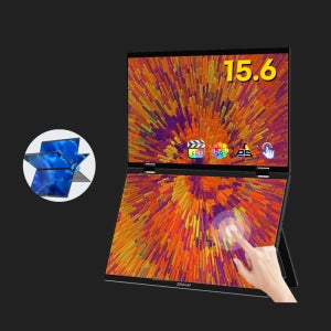 제우스랩 듀얼 휴대용 모니터 Z15WT 상하 터치 HDR 39.6cm(15.6인치) 노트북 듀얼스크린 게이밍 재택근무 서브모니터