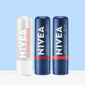 니베아 케어 & 컬러 립밤 4.8g 2종(딥 레드+크림 코랄)+히알루론 로제 5.2g