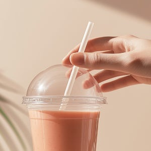 9X210 스무디 PLA 빨대 개별포장 화이트 200개 카페용 두꺼운 스트로우