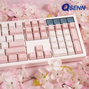 QSENN Q104 8K 풀윤활 가스켓 유무선 기계식 키보드 벚꽃 BSUN 저소음 카라멜라떼축