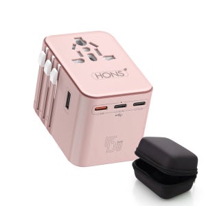 혼스 해외여행용 5구 충전 GaN PD45W 고속 2500W 멀티 어댑터 핑크 HSTA-45W5, 1개