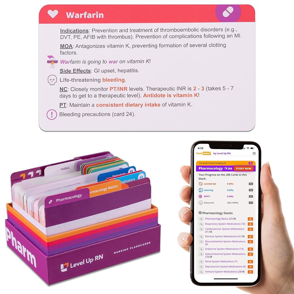 약리학 플래시 카드 - 보풀 없음 학생을 위한 학교 필수품 2025-2026 NCLEX ATI HESI Review LPN RN (카드 223장) 1 약리학