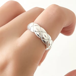 실버925 퀼팅 크로스 패턴 볼륨 링 볼드 은반지 3color 실버 골드 로즈골드