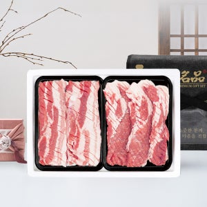 국내산 한돈 칼집 구이용 선물세트(칼집삼겹살500g, 칼집목살500g)