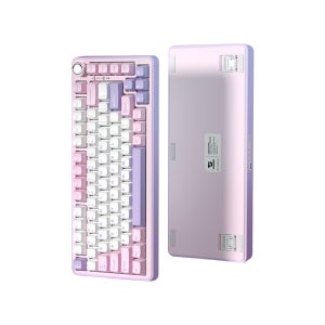 YUNZII 윤지 B75 Pro 핫스왑 유무선 기계식 키보드 퍼플, 코코아 크림 V2