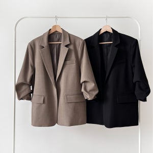 여성 정장자켓 가을 루즈핏 면접 블레이저 셔링 자켓