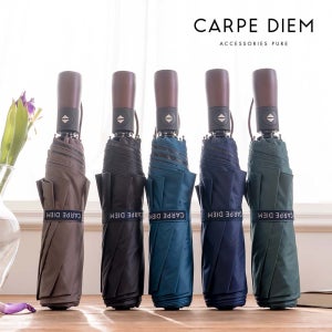 카르페디엠 우드핸들 UV차단 암막 자동 3단 접이식 우산 C056