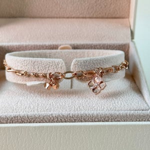 14k 18k 플라워 참 체인 팔찌 골드 데일리 레이어드 주얼리