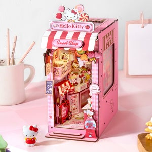 핸즈크라프트 헬로키티 산리오 DIY 미니어처 하우스 북눅 북엔드 키티의 디저트 카페