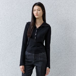 [오아이오아이컬렉션] 슬림핏 후드 티셔츠 [BLACK]