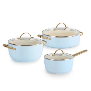 그린팬 파도바 냄비세트 3종 편수18cm+양수20cm+전골24cm, 파스텔블루