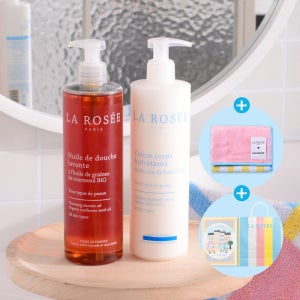 라로제 보습 바디케어 2종 선물세트 (클렌징 샤워오일+바디크림 400ml+핸드타올)