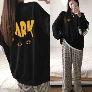 [100종 모음전] 미코 여성 맨투맨 후드 긴팔티 면 티셔츠 빅사이즈 레터링 박스 기모