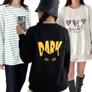 100종 모음전 미코 여성 맨투맨 후드 긴팔티 면 티셔츠 빅사이즈 레터링 박스 기모