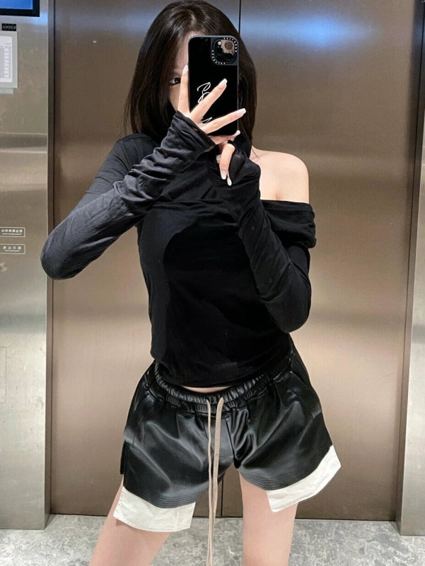여성 블랙 가죽 반바지 부드러운 소재 여성용 5부반바지