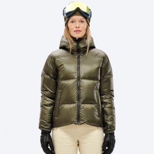 THE MOUNTAIN STUDIO 여성 퍼텍스 리버시블 테크노 다운 자켓 D-5 W - Forest Green, Castle Wall