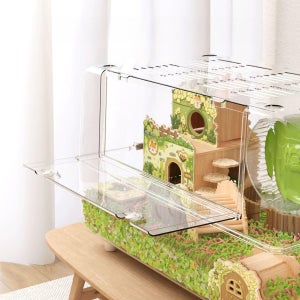 햄스터케이지 하우스 대형 저택 전면 투명 아크릴 사육장 세트 68형 전면문 풀HD 다육 세트 10종 그린