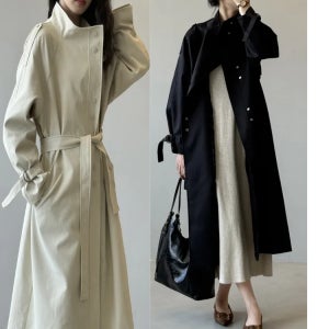 멋퀸 오버핏 스탠드카라 트렌치코트 가을 결혼식 하객 트렌치코트 상견례