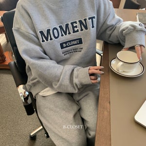 모먼트 맨투맨 & 바지 셋업 [사람] 여자 남자 맨투맨 강아지 커플룩 고급원단 비클로젯