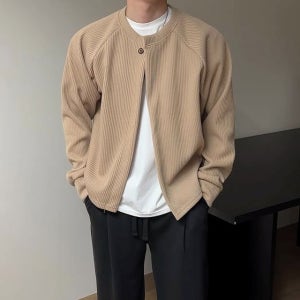 남자 오버핏 라운드 가디건 니트 점퍼 간절기 아우터 꾸안꾸 미니멀 남성 봄가을 아이템