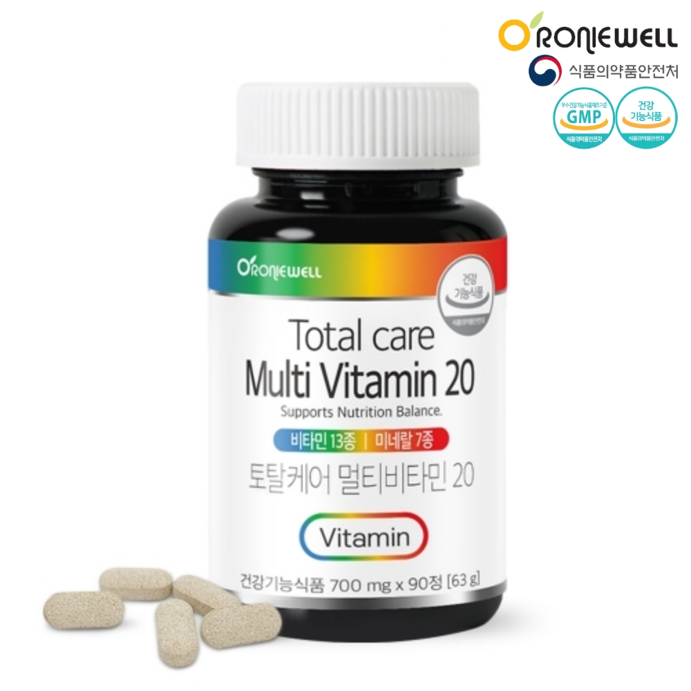 [<b>로니웰</b>] 토탈케어 멀티비타민20 700mg x 90정 3개월분 (복수확인)