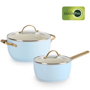 그린팬 파도바 인덕션 세라믹 냄비 2종 세트 편수 18cm + 양수 20cm, 파스텔블루