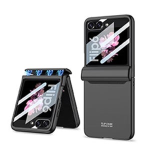 완벽 힌지 액정 보호 강화유리 마그네틱 케이스 360도 풀커버 블랙, 갤럭시Z 플립6-플립7 FE 공용