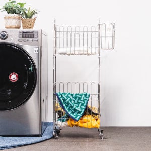 스텐팩토리 올스텐304 이동식 세탁 빨래바구니 멀티트롤리 2단 105L