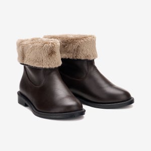 AIDL 1133 키즈 소가죽 퍼 부츠 - 다크브라운 아동 부츠 키즈 워커 겨울 신발