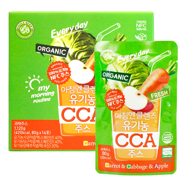홀베리 아침엔 <b>클렌즈</b> 유기농 CCA 주스 80gX14포/명절/추석선물세트/설날선물세트