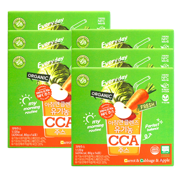 홀베리 아침엔 <b>클렌즈</b> 유기농 CCA 주스 80gX14포X6개/명절/추석선물세트/설날선물세트