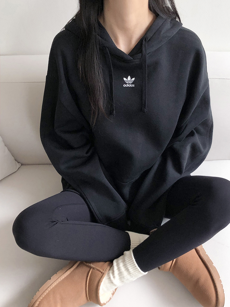 아디다스 여성 오리지널 오버핏 기모 플리스 블랙 후드