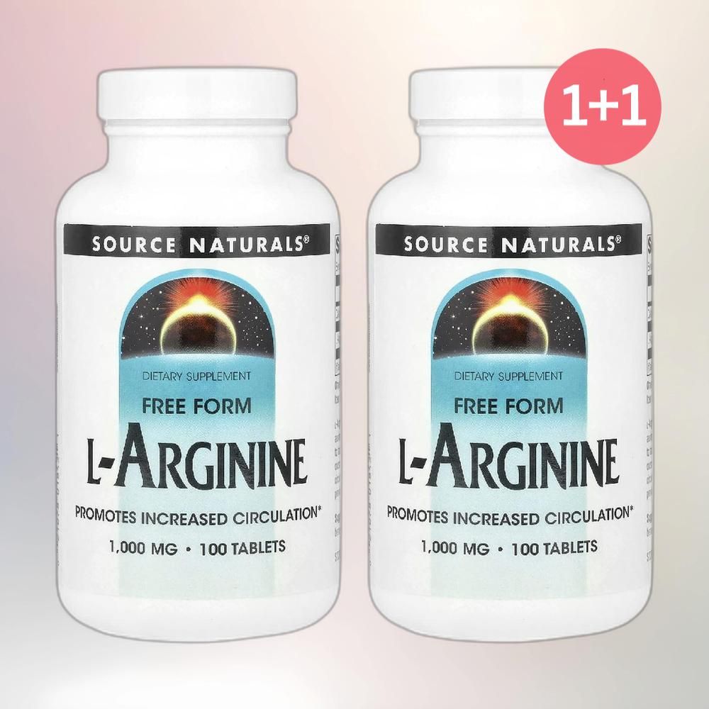 소스내추럴스 L<b>아르기닌</b> 엘<b>아르기닌</b> 알지닌 <b>프리폼 1000mg</b> 100정 2병