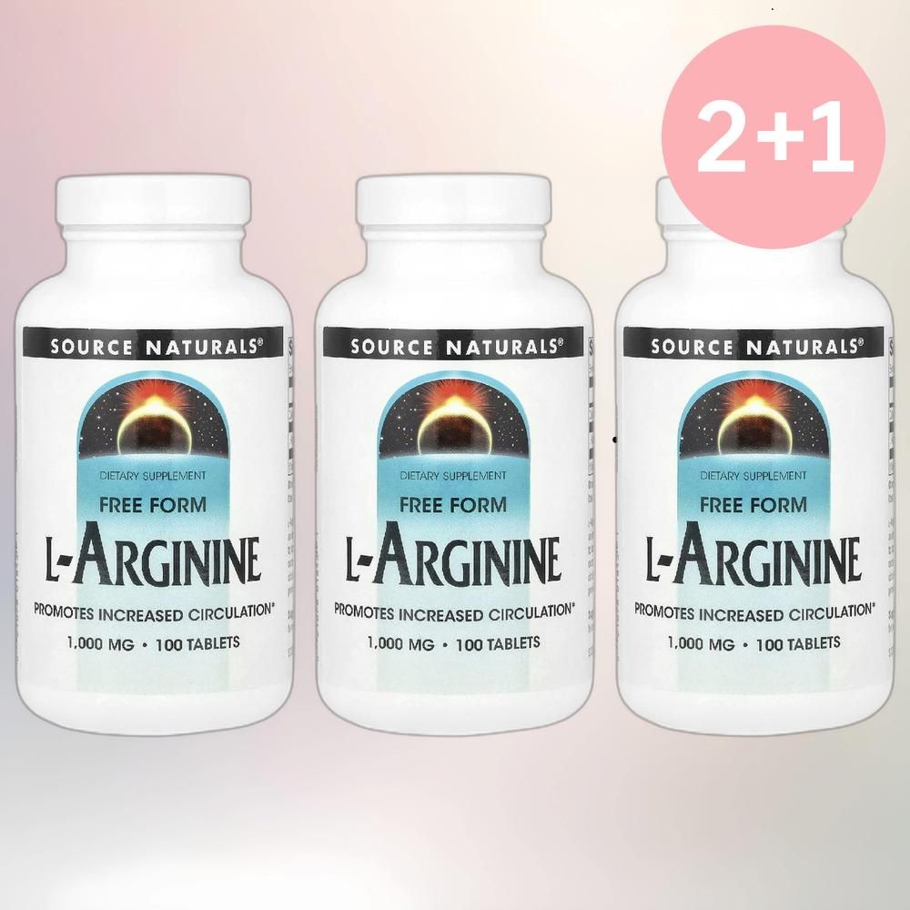 소스내추럴스 L<b>아르기닌</b> 엘<b>아르기닌</b> 아르지닌 <b>프리폼 1000mg</b> 100정 3병