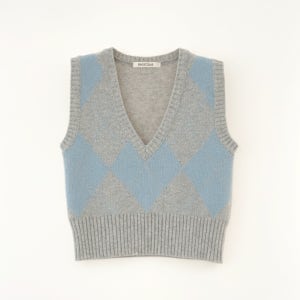 폭스 울 아가일 펜던트 니트 베스트 (GREY)