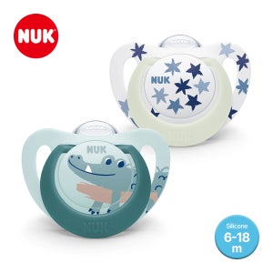 누크 스타 야광 쪽쪽이 2개입 S2 (6-18개월), 청록