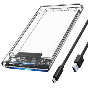 오리코 외장하드케이스 HDD/SSD 2.5인치 SATA C타입 USB3.1 Gen1 5Gbps LED전원 투명케이스 2139C3