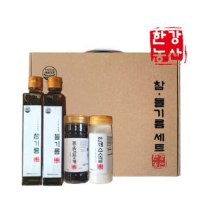 한강농산 참기름 들기름 4종세트(참기름+들기름+볶음검정깨+안데스소금) 명절선물세트