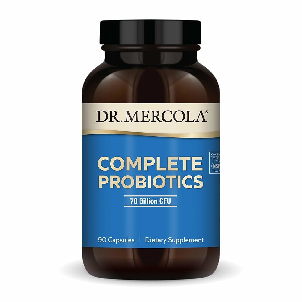 <b>Dr. Mercola</b> Complete Probiotics - 700억 CFU 면역, 소화 및 장 건강 지원 10가지 균주 특징 선반 안정성 GMO 프리,