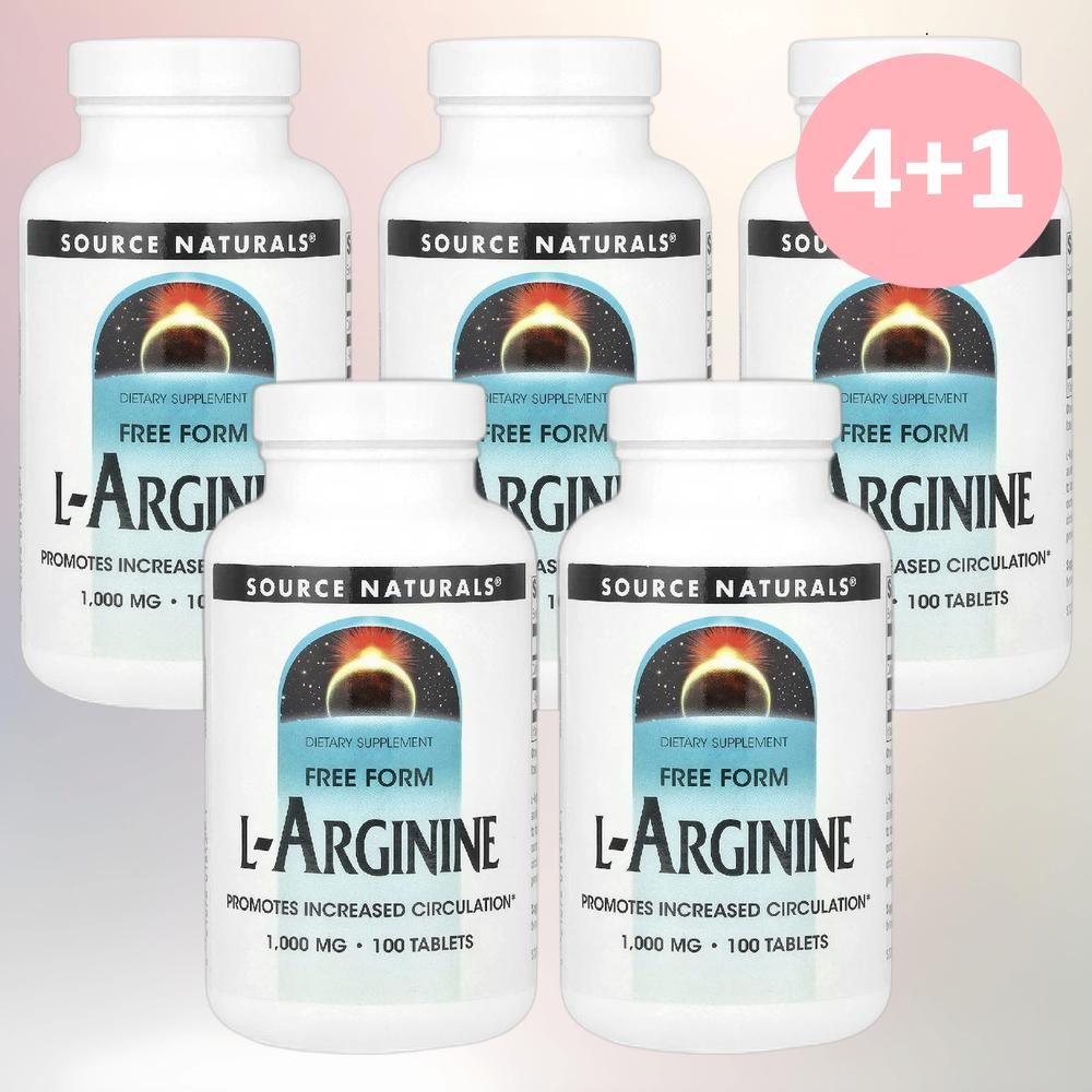 소스내추럴스 <b>아르기닌</b> 엘<b>아르기닌</b> 아르지닌 <b>프리폼 1000mg</b> 100정 5병