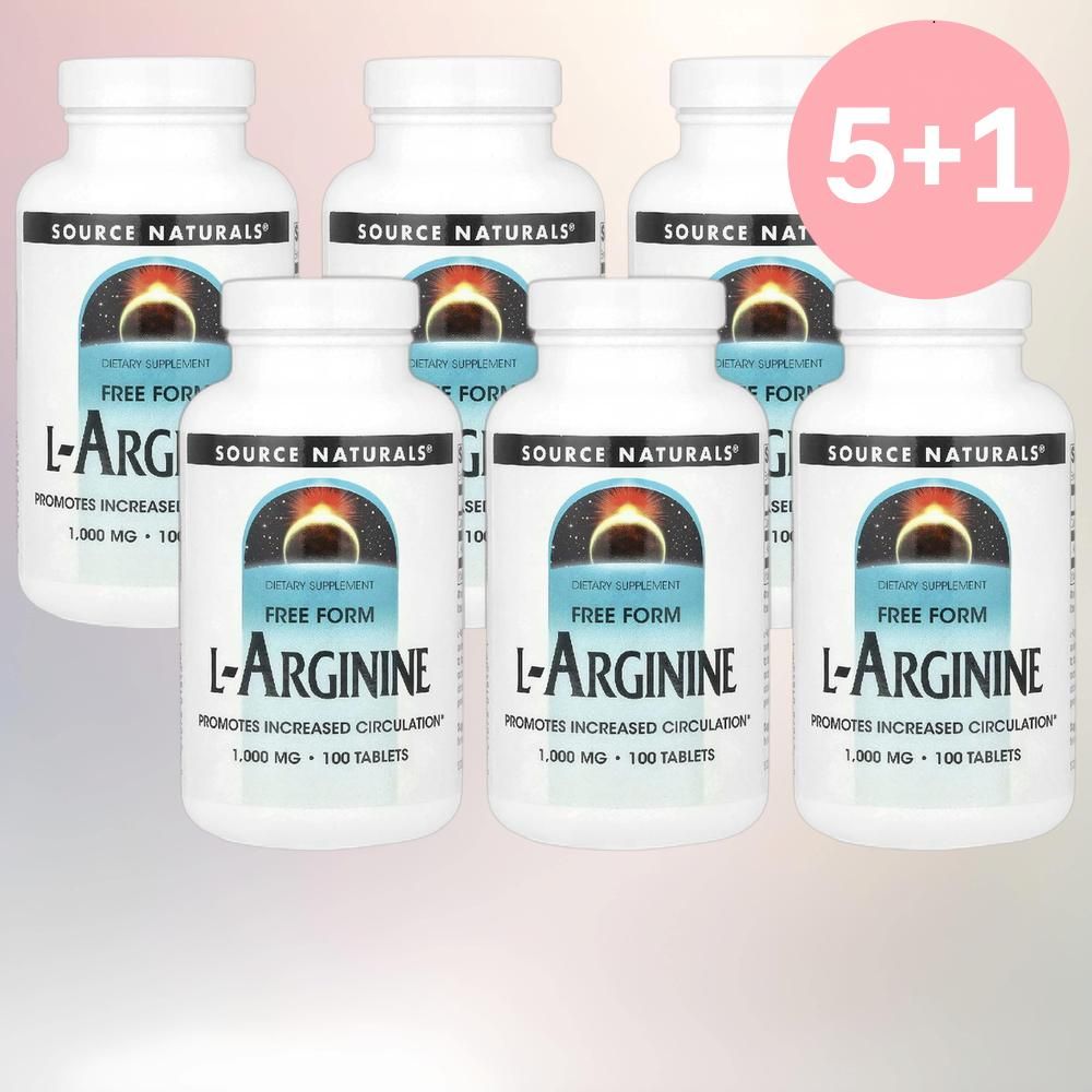 소스내추럴스 L<b>아르기닌</b> 엘<b>아르기닌 프리폼 1000mg</b> 100정 6병 아르지닌 HCl