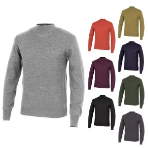 [김영주골프] 가을겨울 모크넥 자수 국내 고급 조직감 울 반목 남성 골프 니트 스웨터 DPFMNT01