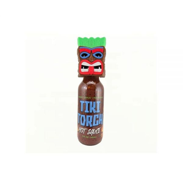 Tiki Torch 생강 마늘 <b>레드 페퍼</b> 핫 소스, 폴리네시안 티키 마스크 <b>캡</b> 토퍼, 스위트 스모키 블렌드, 148.7ml(5액량 온스) 316443