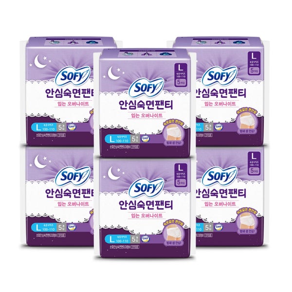 쏘피 소피 안심 숙면 팬티 5개 6팩 입는 오버나이트 생리대 대용량 라미란