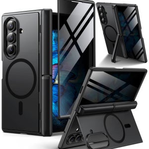 모보시 마그네틱 힌지보호 슬림 거치대 풀커버 휴대폰 케이스 블랙, 갤럭시Z 폴드7