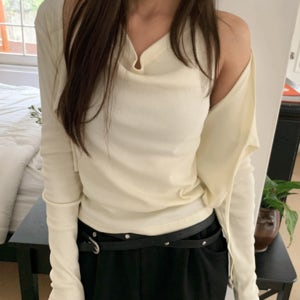 Halter Top Cardigan Set (3color)