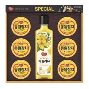동원 스페셜 참치 x 6캔 + 카놀라유 x 1통 선물세트 14호 총 7개 선물세트 명절 추석