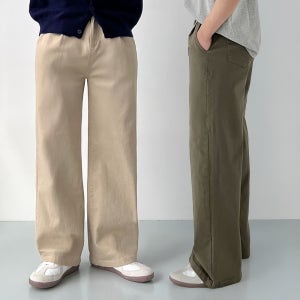 1+1 치노팬츠 세미와이드면바지 남자통바지 남자밴딩팬츠